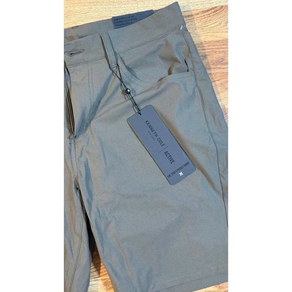 Kenneth Cole Active Tech 5 Pocket Shorts Mens 32 Olive Green Stretch Golf Hiking - Picture 2 of 3